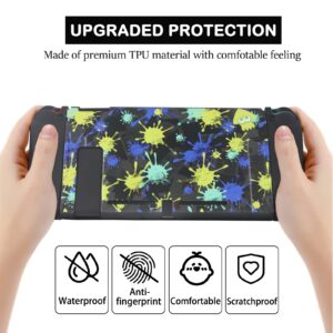 TIKOdirect Protective Case for Switch, Soft Full Skin Protective Cover with Pretty Cute Pattern, Silicone Slim Shockproof Back and Grip Case for Switch, Black