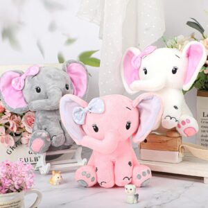 6 Pieces Elephant Stuffed Animals 8 Inch Big Ear Stuffed Elephant Animal Plush Toy Gift for Baby Shower Boys Girl, Woodland Nursery Bed Decor Birthday Party Supplies