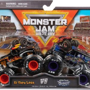 Monster Jam, Official El Toro Loco Vs. Son-uva Digger Die-Cast Monster Trucks, 1:64 Scale, Kids Toys for Ages 3 and up