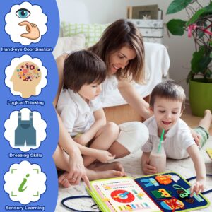 Busy Board, Toddler Busy Book for 1 2 3 4 Year-Old Boys Girls Birthday Gifts - 8 in 1 Preschool Educational Learning Toys with Alphabet Count Motor Skill, Toddler Travel Toys