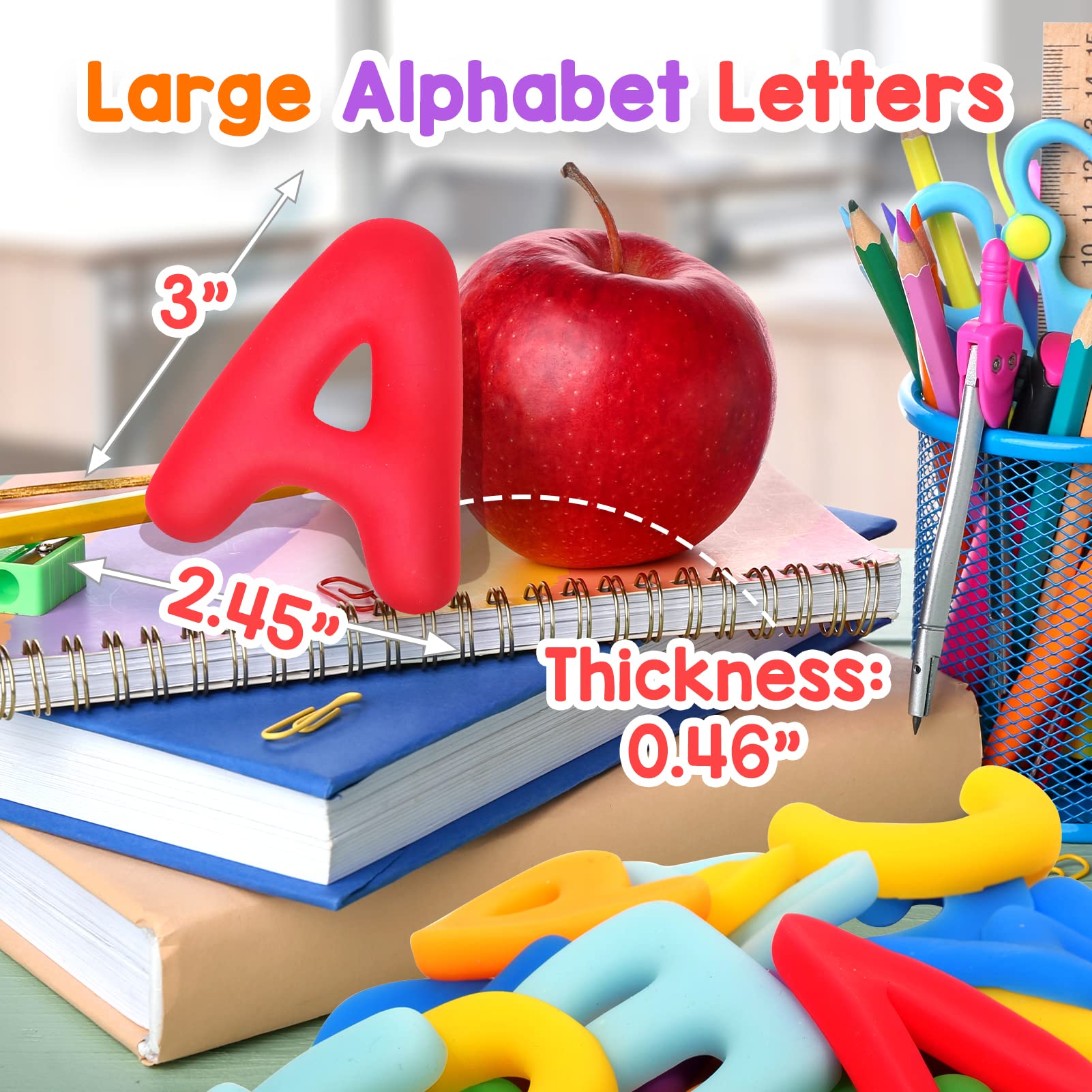 Alphabet Letters Sensory Toys for Toddlers: ABC Learning Educational Montessori Toys Preschool Activities for Kids 3 4 5 6 Years Old, 26pcs Squishy Fidget Toys for Autistic Children, Uppercase