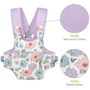 GAGAKU Baby Doll Carrier for Kids Stuffed Animal Carrier Reborn Baby Carrier with Adjustable Straps for American Girl Doll Bitty Baby Doll Accessories - Purple (Flowers)