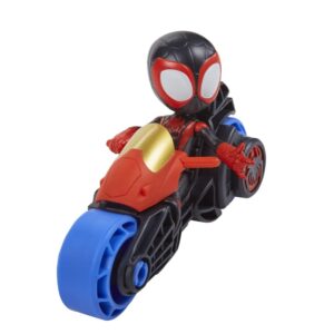 Spidey and His Amazing Friends Miles Morales Action Figure with Toy Motorcycle, Preschool Toys, Ages 3 and Up