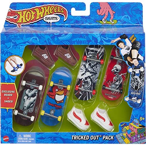 Hot Wheels Skate 2022 - Tricked Out 4 Pack - Exclusive Board and Shoes, Multicolor