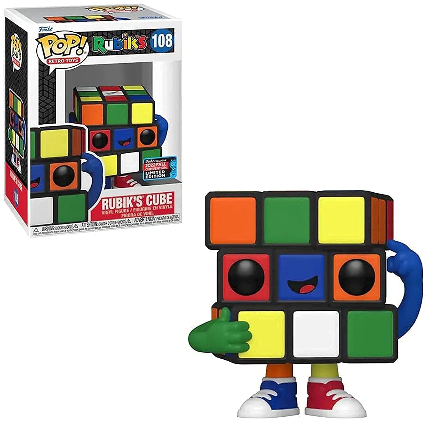 Funko Pop! Retro Toys: 2022 Rubik's Cube Convention Exclusive Puzzle Cube Vinyl Multicolor Figure #108