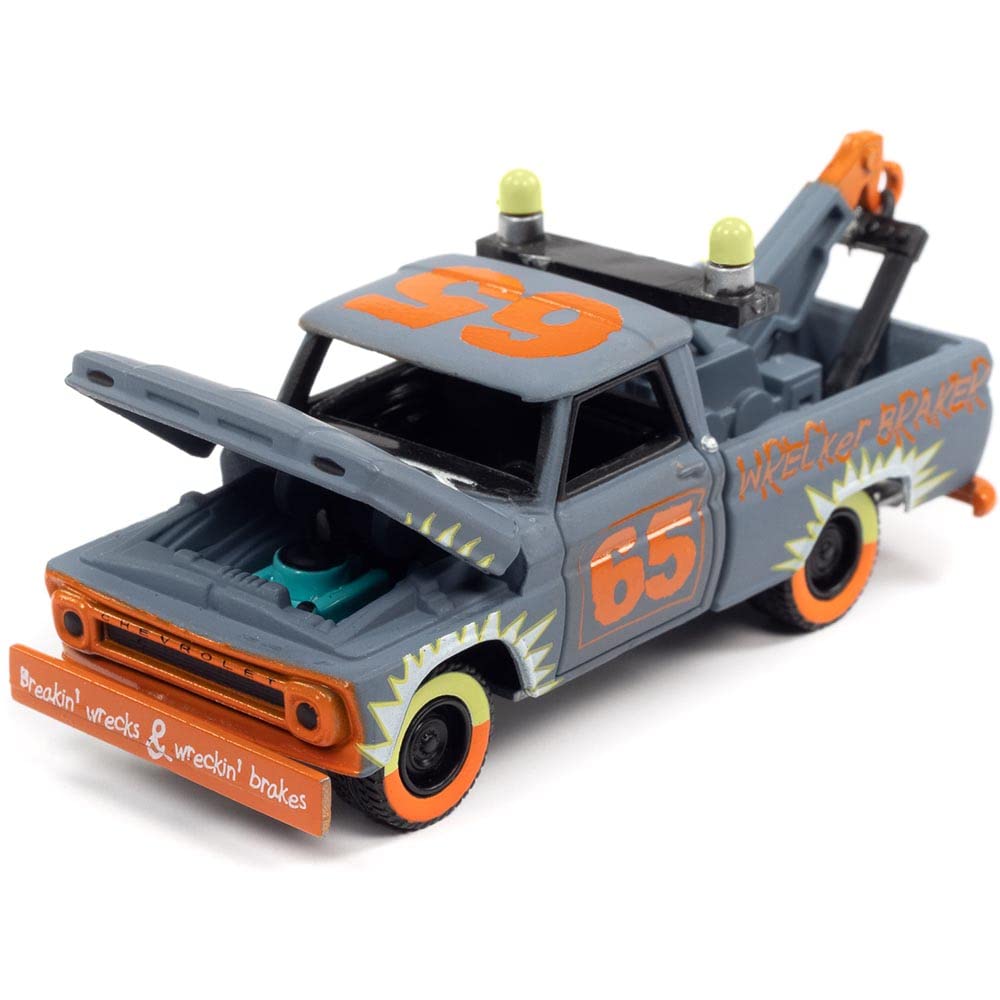 Johnny Lightning 1965 Chevrolet Tow Truck #65 Derby Smoke Gray with Graphics Demolition Derby Street Freaks Series Limited Edition to 15196 pieces Worldwide 1/64 Diecast Model Car