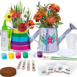 hapinest grow and paint watering can 2 pack flower garden craft kit gifts for kids boys and girls ages 6 7 8 9 10 11 12 years and up