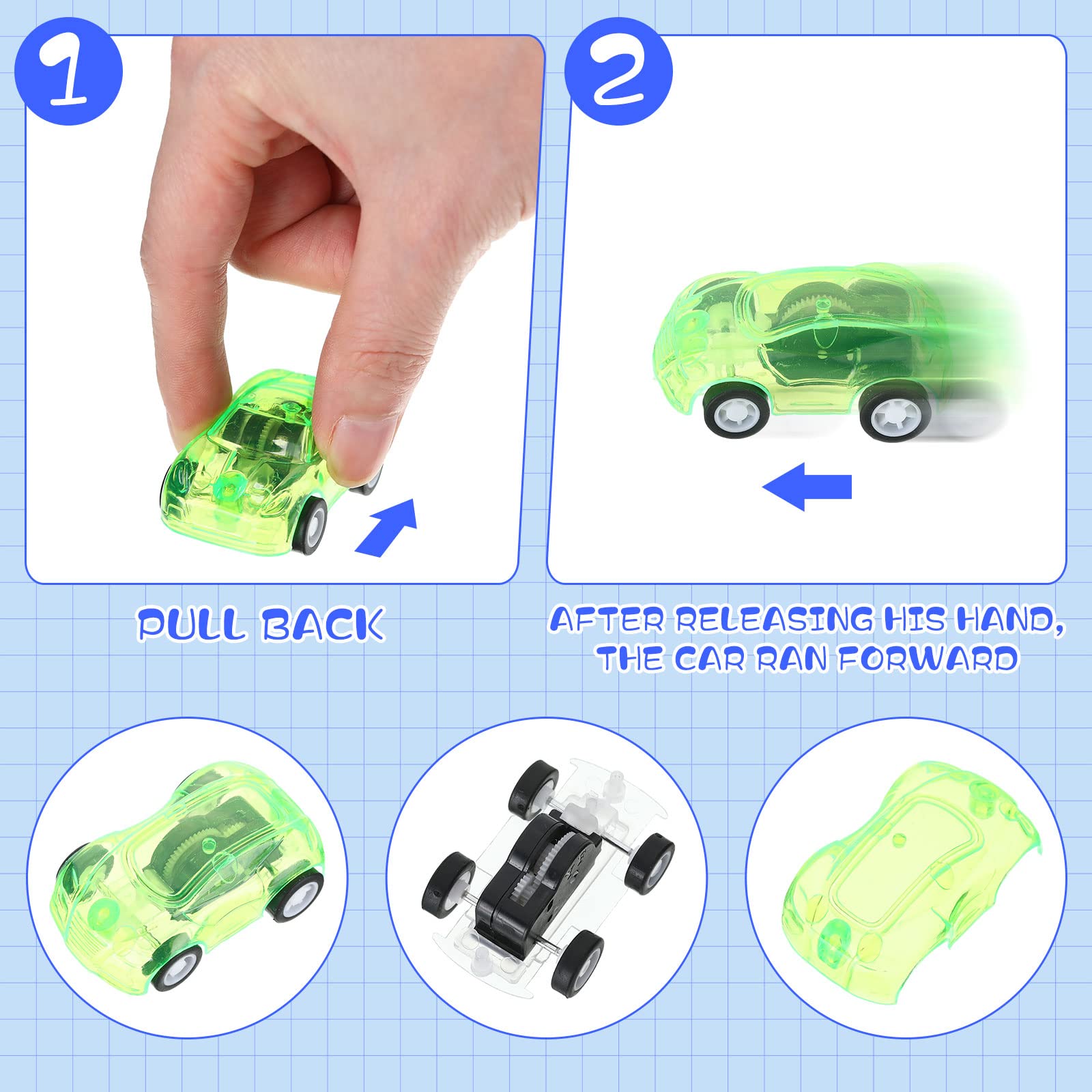 100 Pcs Mini Pull Back Cars Bulk Plastic Racing Vehicles Pull Back Car Friction Powered Small Racing Cars Playsets for Kids Birthday Christmas Classroom Prizes Goodie Bags Fillers Classroom Prizes