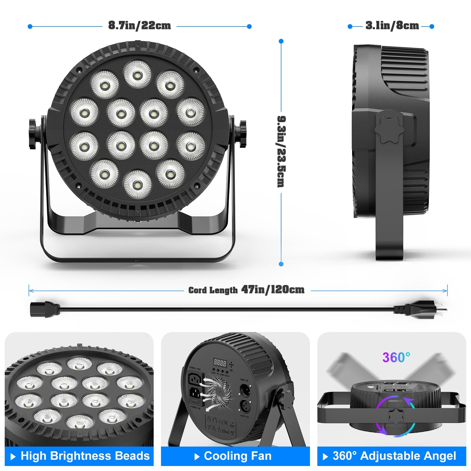 Stage Lights, 4 Pack U`King LED Par Lights RGBW DJ Stage Lighting 14x6W Uplights for Events by Sound Activated and DMX Control for Wedding Church Live Show Disco Halloween Christmas Parties