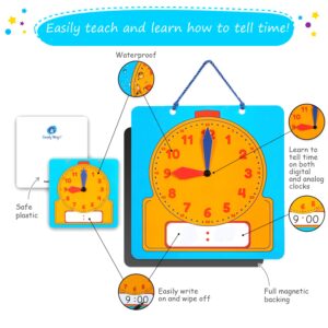 Simply magic 24+1 Learning Clock for Kids - Classroom Clock Set, Magnetic Demonstration Clock, Teaching Clock, Learning Clocks for Kids to Tell Time, Interactive Clock for Kids, Clock Manipulatives