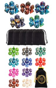 ciaraq polyhedral dice set with black pouches, compatible with dungeons and dragons dnd rpg mtg table games（105pcs）