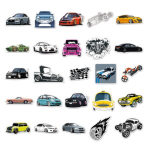 61pcs Modified Cars Speed and Passion Cartoon Doodle Stickers Car Stickers for Kids,Racing Car Stickers, Sports Car Stickers for Luggage Laptop Car Waterproof Decorative Toy Graffiti Stickers