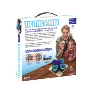 Buffalo Games - Tic Tac Pong - Indoor/Outdoor Dexterity Game - Competative Tic Tac Toe - Great Family Game Night Addtion - Ages 7 and Up