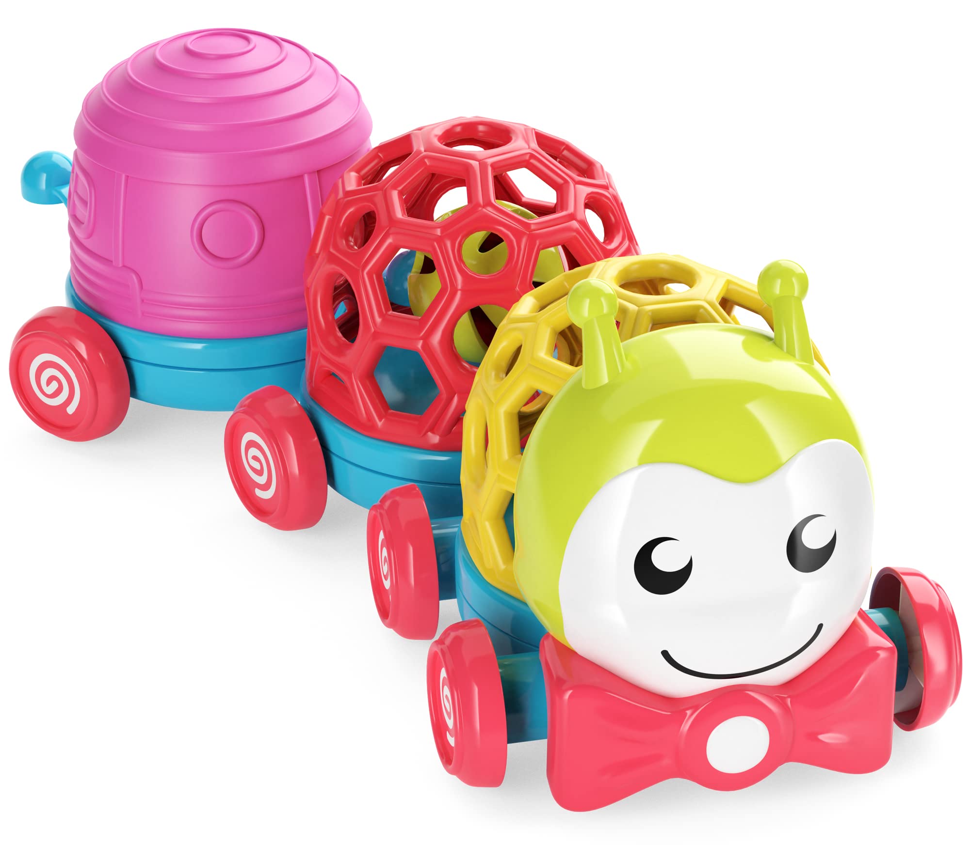 CoolToys Caterpillar Musical Baby Toy - 3 in 1 Developmental Infants & Toddlers Sensory Toy; 3 Linkable Easy Grasp Soft Cars, Rattles, Plays Fun Sounds, Ideal Birthday Gift for 1 Year Old Boys & Girls