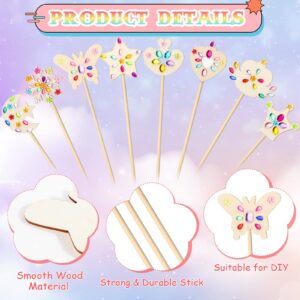 Roowest 24 Pcs Wood Princess Wands Magic Stick Unfinished Wooden Fairy Wands DIY Princess Craft Make Your Own Magical Wands for Girl School Costume