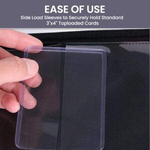 Kuson Premium 4 Pocket Mini TopLoader Binder | Holds 96 3”x4” Toploaders Hard Cases | Long Term Storage | Side Load Sleeves | FaB/MTG/TCG | Trading & Sports Holder | No Ring with Zipper Toploader