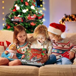 Train Set - Christmas Train Set Around & Under The Tree, Electric Train Set with Light & Sound, Battery Operated Kids Train Toys with Locomotive Engine Cars Tracks, Gift for Boys Girls