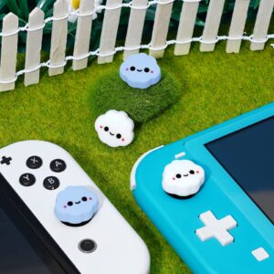 JINGDU Thumb Grip Caps for Nintendo Switch Joy-Con, Cute Silicone Joystick Cap Covers Accessories Compatible with Switch/OLED/Lite JoyController, 4PCS Cloud