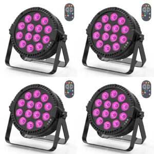 stage lights, 4 pack u`king led par lights rgbw dj stage lighting 14x6w uplights for events by sound activated and dmx control for wedding church live show disco halloween christmas parties