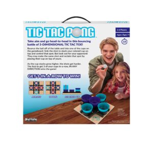 Buffalo Games - Tic Tac Pong - Indoor/Outdoor Dexterity Game - Competative Tic Tac Toe - Great Family Game Night Addtion - Ages 7 and Up