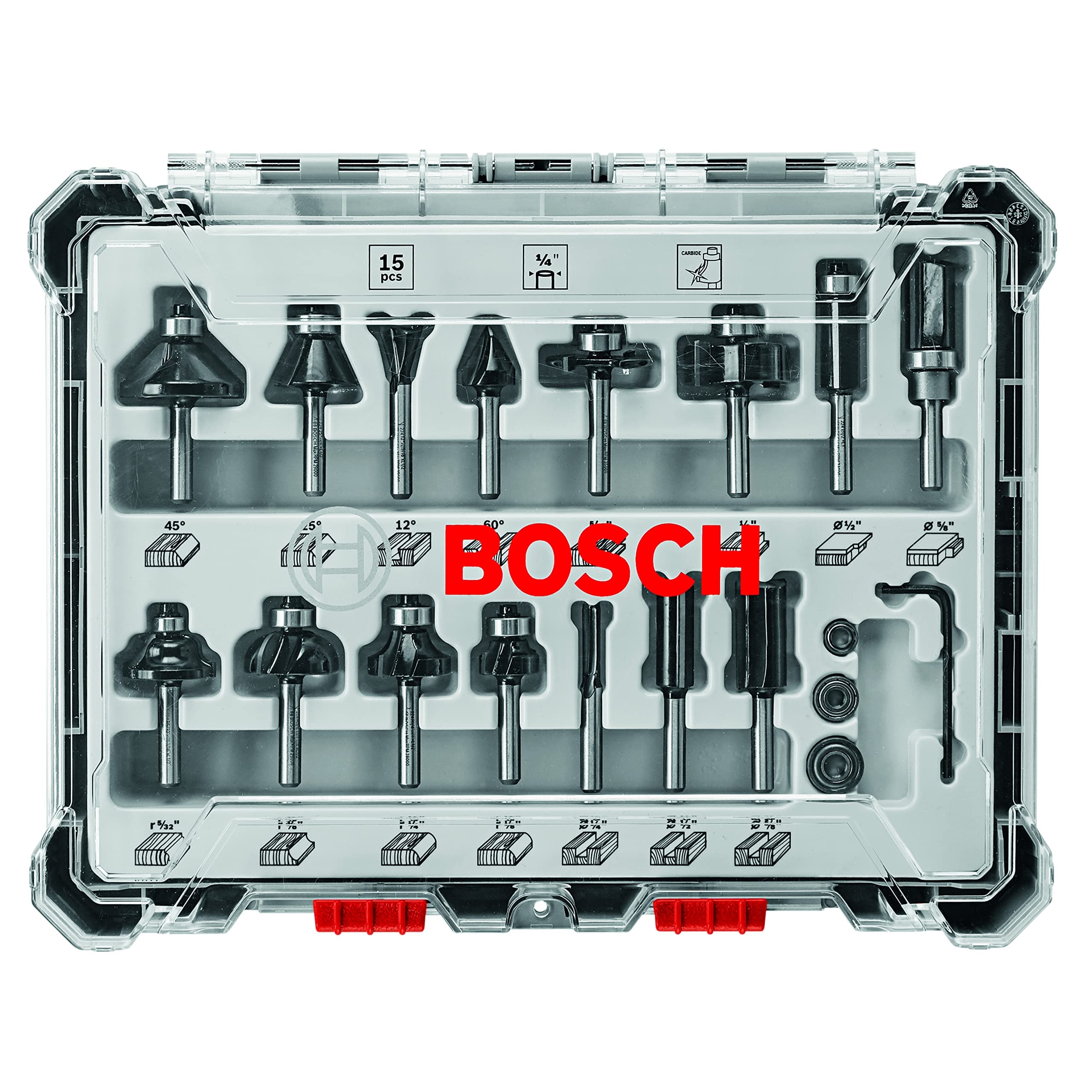 Bosch Router Tool, Colt 1-Horsepower 5.6 Amp Electronic Variable-Speed Palm Router PR20EVS & BOSCH 15 pc. Carbide-Tipped Wood Router Bit Set