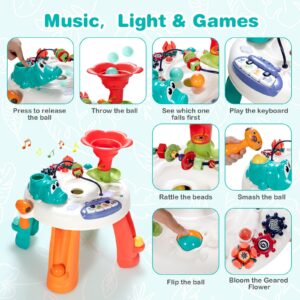 HONEY JOY Activity Table for Toddlers 1-3, Music Learning Table w/Fun Piano, Music&Lights, 3 Ball Games, Kids Discover Explore Activity Center, Baby Early Development Activity Toy for Boys Girls