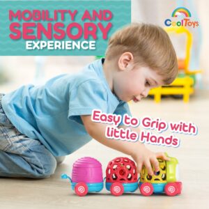 CoolToys Caterpillar Musical Baby Toy - 3 in 1 Developmental Infants & Toddlers Sensory Toy; 3 Linkable Easy Grasp Soft Cars, Rattles, Plays Fun Sounds, Ideal Birthday Gift for 1 Year Old Boys & Girls