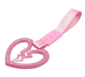 auto car accessory broken heart pink glow in dark tsurikawa ring subway train bus handle strap style_8888