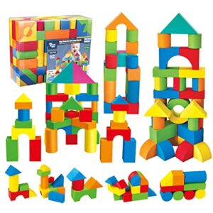 foam blocks for toddlers, 138 pieces eva soft stacking building blocks toy set, early learning construction toys & gifts for kids, boys & girls 18+ months 1-3 years