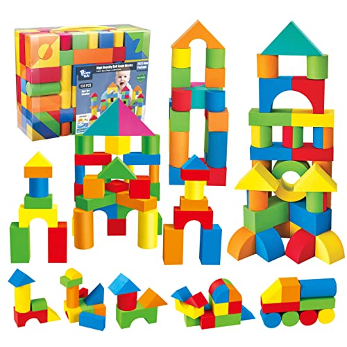 Foam Blocks for Toddlers, 138 Pieces EVA Soft Stacking Building Blocks Toy Set, Early Learning Construction Toys & Gifts for Kids, Boys & Girls 18+ Months 1-3 Years