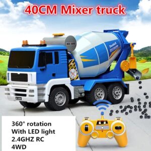 Adepe 40CM Large Remote Control Mixer Truck Toys 360 °Rotating Radio Remote Control Vehicle Engineering Vehicle Simulation of Manual inertial Construction Engineering Vehicle Children's Toy boy