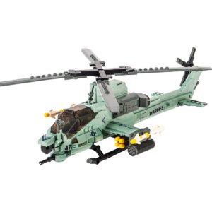 dOvOb Military AH-1Z Viper Helicopter Building Blocks Set, Army Plane Toys as Gift for Kids or Adult (597 Pieces)