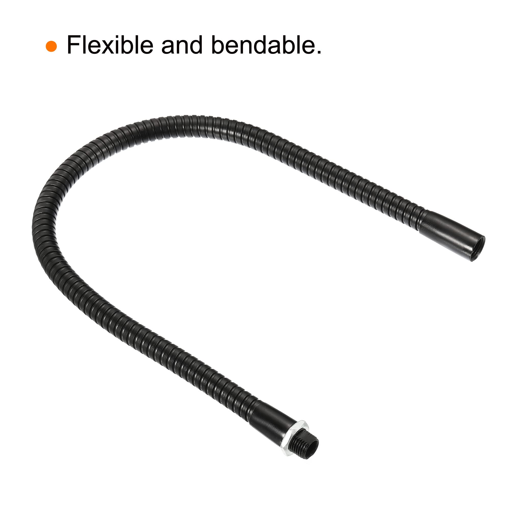 PATIKIL 40cm/15.7" Universal Gooseneck, M10 Fine Thread Metal Bendable Hose Flexible Arm Gooseneck Tube Extension for Multifunction DIY, Black