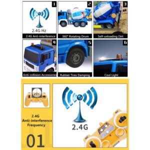 Adepe 40CM Large Remote Control Mixer Truck Toys 360 °Rotating Radio Remote Control Vehicle Engineering Vehicle Simulation of Manual inertial Construction Engineering Vehicle Children's Toy boy