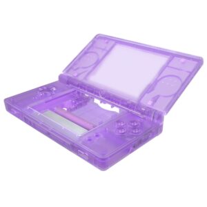 extremerate clear atomic purple replacement full housing shell for nintendo ds lite, custom handheld console case cover with buttons, screen lens for nintendo ds lite ndsl - console not included