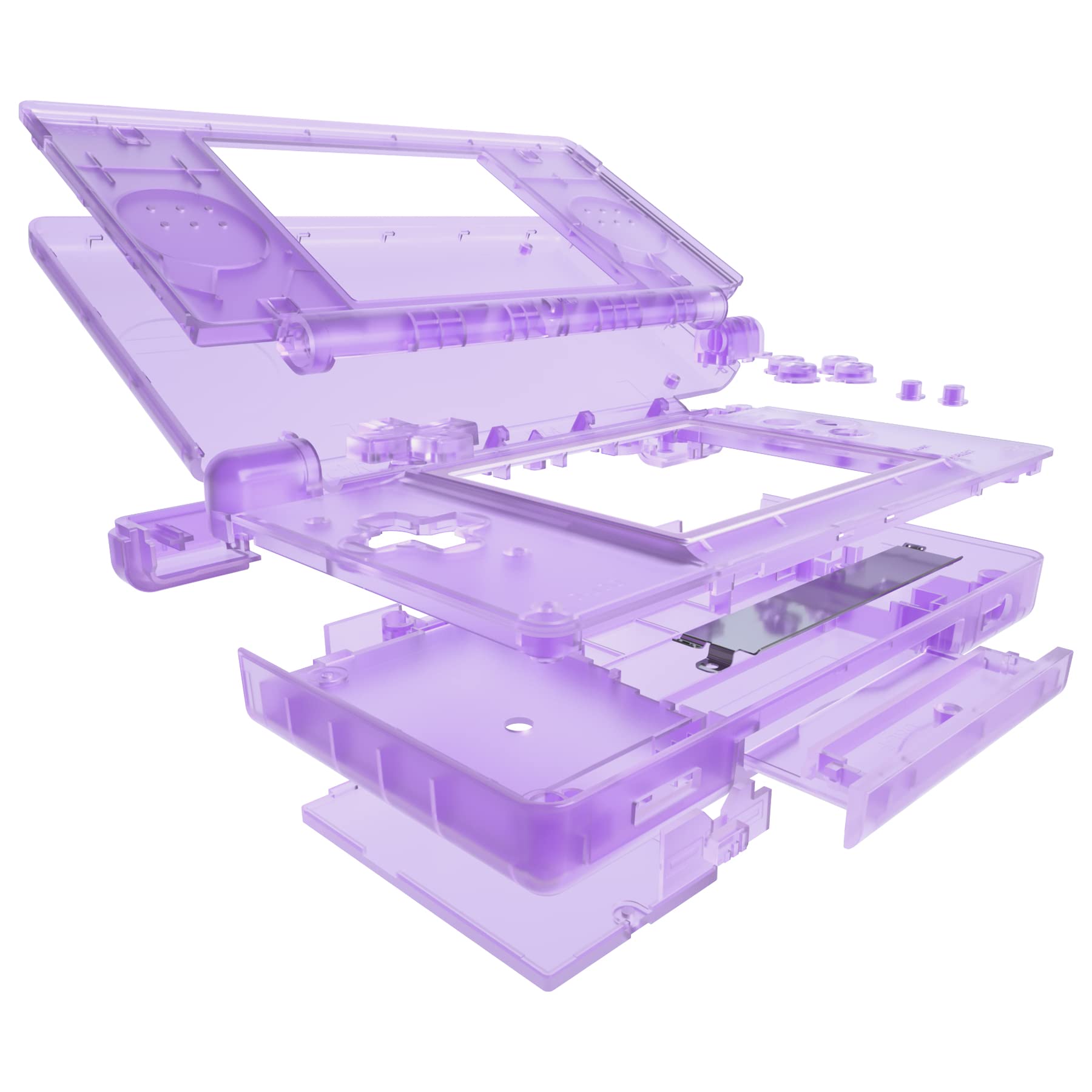 eXtremeRate Clear Atomic Purple Replacement Full Housing Shell for Nintendo DS Lite, Custom Handheld Console Case Cover with Buttons, Screen Lens for Nintendo DS Lite NDSL - Console NOT Included