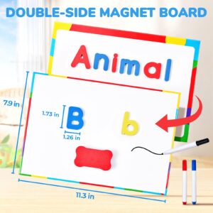 Gamenote Classroom Magnetic Letters Kit 238 Pcs with Double-Side Magnet Board - Foam Alphabet Letters for Kids Spelling and Learning