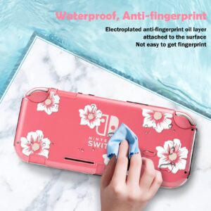 DLseego Sakura White Flower Floral Clear Switch Lite Protective Case 2-Piece Split Full Wrap PC Hard Shell Anti-Scratch All-Round Protection Cover for Switch 2019 Model