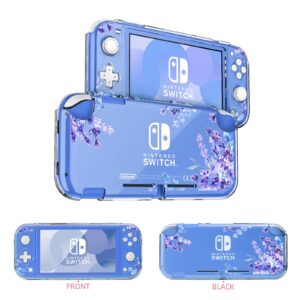 DLseego Purple Lavender Flower Floral Clear Switch Lite Protective Case 2-Piece Split Full Wrap PC Hard Shell Anti-Scratch All-Round Protection Cover for Switch 2019 Model