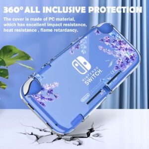 DLseego Purple Lavender Flower Floral Clear Switch Lite Protective Case 2-Piece Split Full Wrap PC Hard Shell Anti-Scratch All-Round Protection Cover for Switch 2019 Model