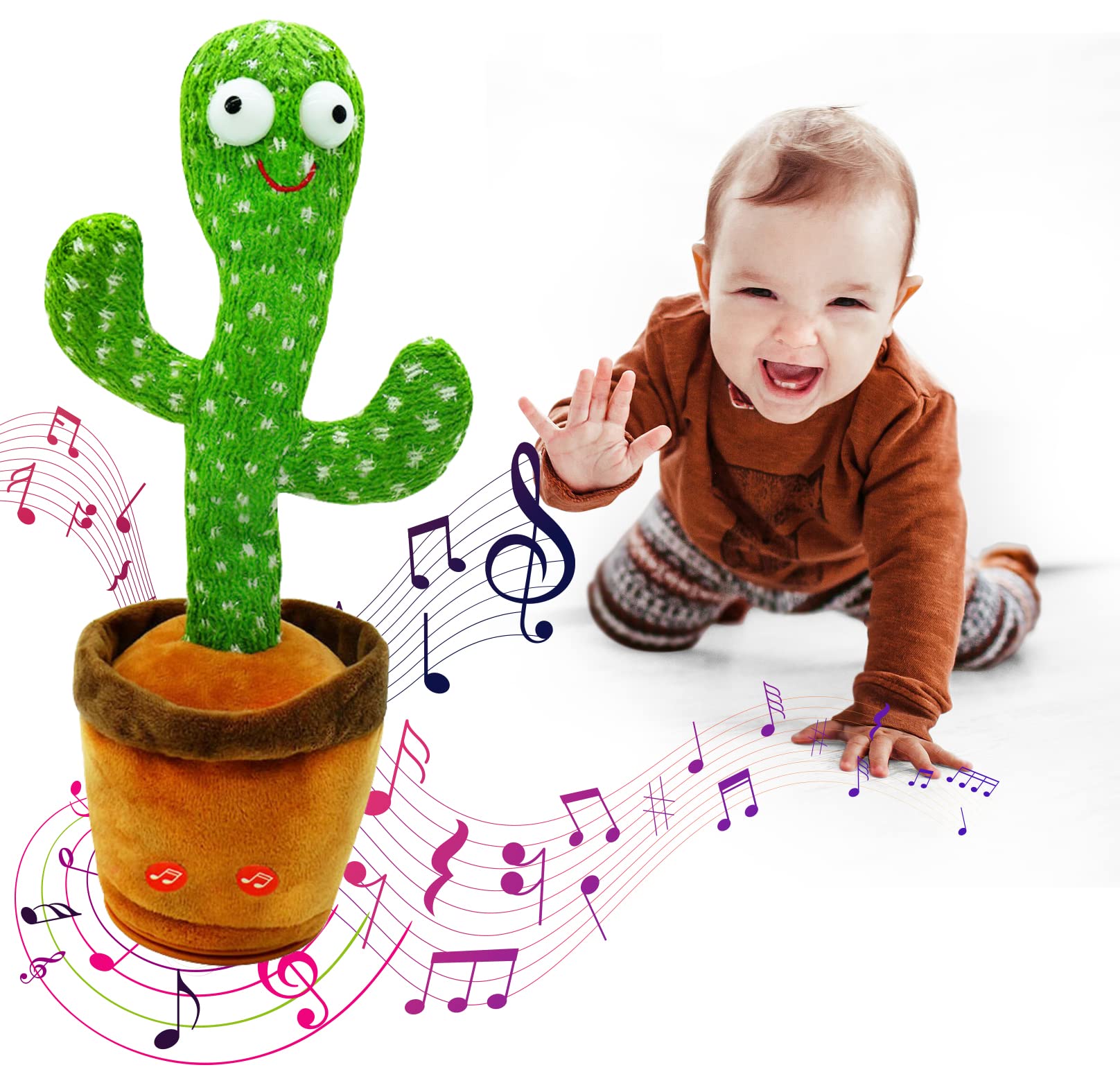 Majesty Trends Dancing Cactus Toy Talking Singing Plush Toy Mimicking Repeats What You Say, Have Recording & 120 Funny Musical Songs Wiggly Dance with Lighting Funny Kids Gift