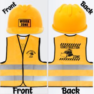 AnapoliZ Kids Construction Vest plus Hat Set | 2 Pcs Kids Construction Worker Vest & Hat Dress Up | Yellow Reflective Vest Construction, plus Yellow Plastic Childrens Hard Hat | Construction Costume