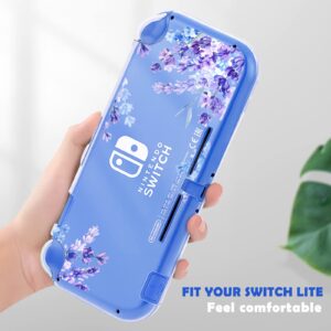 DLseego Purple Lavender Flower Floral Clear Switch Lite Protective Case 2-Piece Split Full Wrap PC Hard Shell Anti-Scratch All-Round Protection Cover for Switch 2019 Model