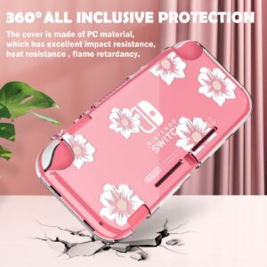 DLseego Sakura White Flower Floral Clear Switch Lite Protective Case 2-Piece Split Full Wrap PC Hard Shell Anti-Scratch All-Round Protection Cover for Switch 2019 Model