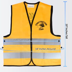 AnapoliZ Kids Construction Vest plus Hat Set | 2 Pcs Kids Construction Worker Vest & Hat Dress Up | Yellow Reflective Vest Construction, plus Yellow Plastic Childrens Hard Hat | Construction Costume