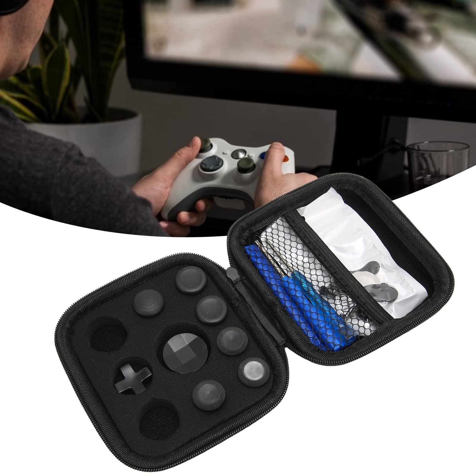 Replacement Magnetic Buttons Kit, Textured Grip Design Prevent Slippage, Personalized Experience, Gaming Accessory Replacement for Elite Series 2 (Plating Black)