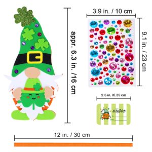 Winlyn 24 Sets St. Patrick's Day Decorations Gnome Shamrock Ornaments DIY St. Pat's Craft Kits Assorted Lucky Four-Leaf Clover Irish Shamrock Foam Stickers for Kids Classroom Home Activity Art Project