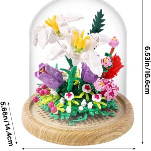 RSDHFLY Creative Bonsai Flower Bouquet Building Kit,Flower Botanical Collection Construction Building Toy,Building Blocks Set for Adults and Kids (Lily Bonsai Flower)