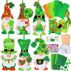 winlyn 24 sets st. patrick's day decorations gnome shamrock ornaments diy st. pat's craft kits assorted lucky four-leaf clover irish shamrock foam stickers for kids classroom home activity art project