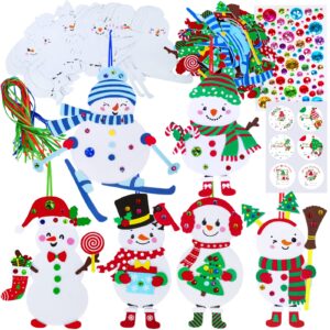 Winlyn 24 Sets Christmas Craft Kits Winter Crafts DIY Christmas Snowman Ornaments Decorations Art Sets Snowman Christmas Foam Stickers Arts and Crafts for Kids Holiday Art Project Classroom Activities